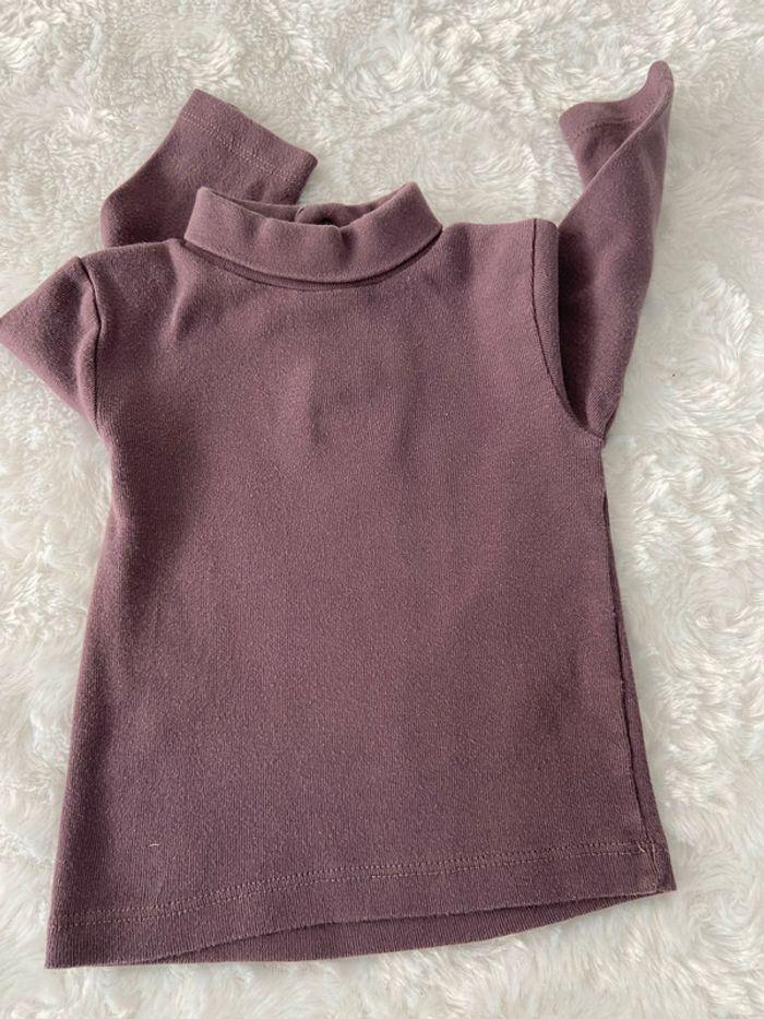 Pull sous pull rose mauve violet Kiabi 12 mois tbe - photo numéro 3