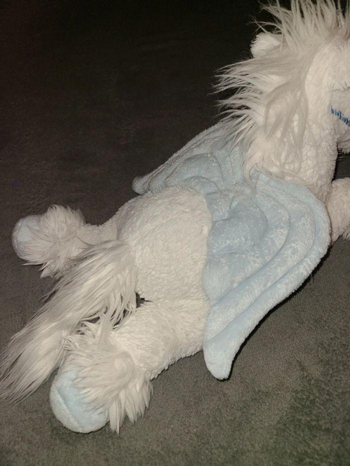 Peluche licorne blanche et bleu - photo numéro 3