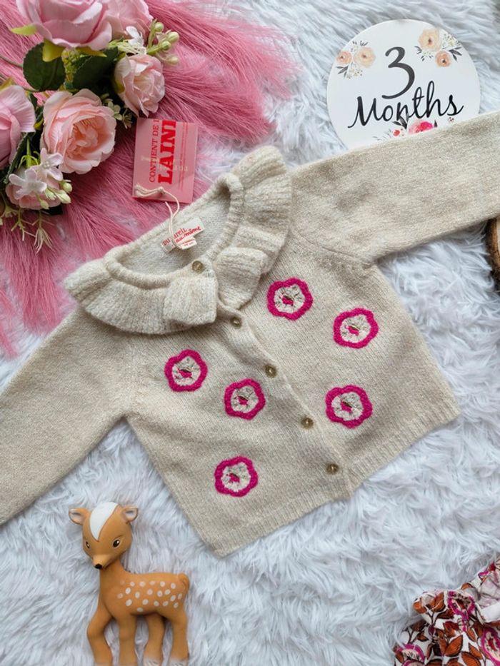 Gilet tricot, robe fleurie, bodie, turban et chaussettes hautes DPAM fille 3 mois 🎀 - photo numéro 13