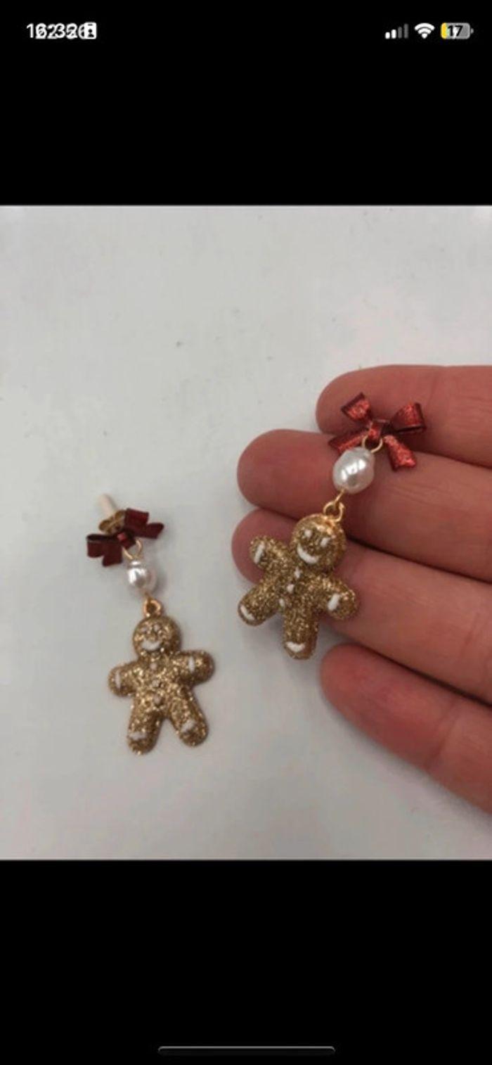 Jolie boucles d’oreilles bonhomme sablés de Noël neuf - photo numéro 2