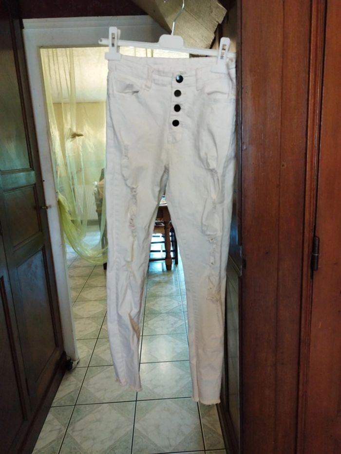 Jeans droit blanc déchiré troué Shein S/36 - photo numéro 10