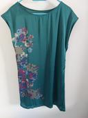 Robe Promod satinée vert foncé à fleurs taille 36