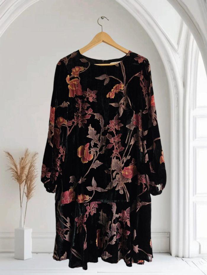 Robe d'hiver à fleurs - velours - Derhy - modèle Danemark - photo numéro 1