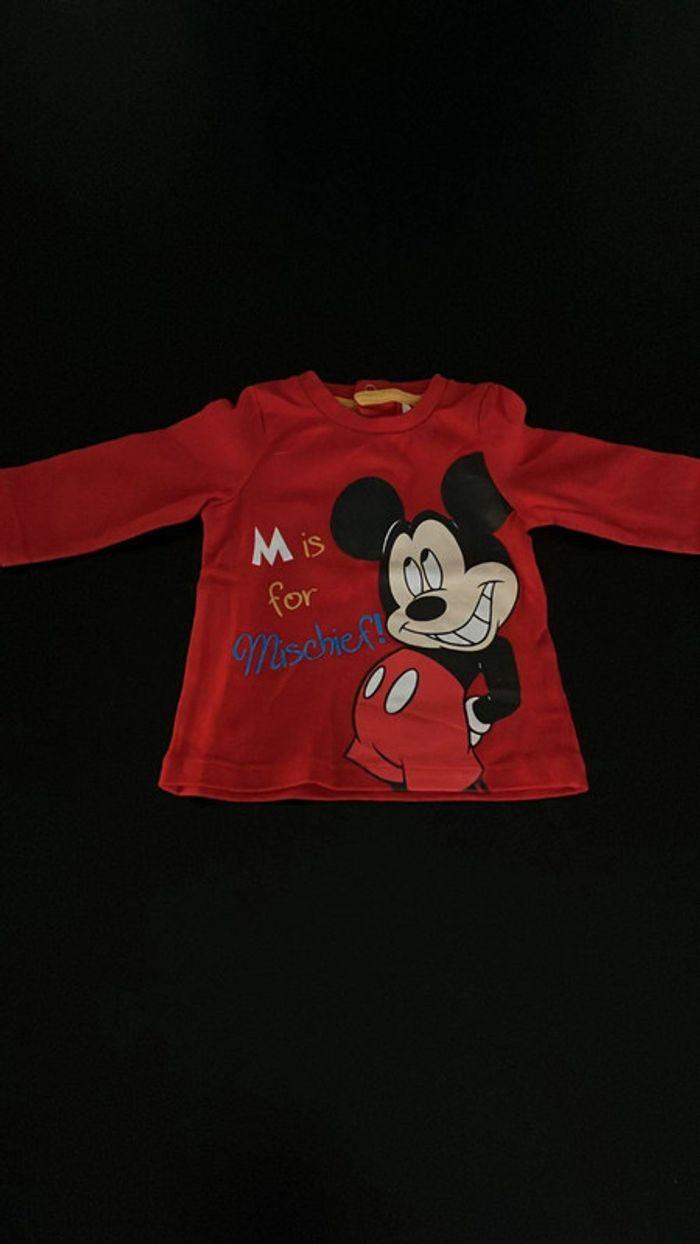 Lot de 2 T-shirts manches longues garçon rouge et Mickey - photo numéro 2