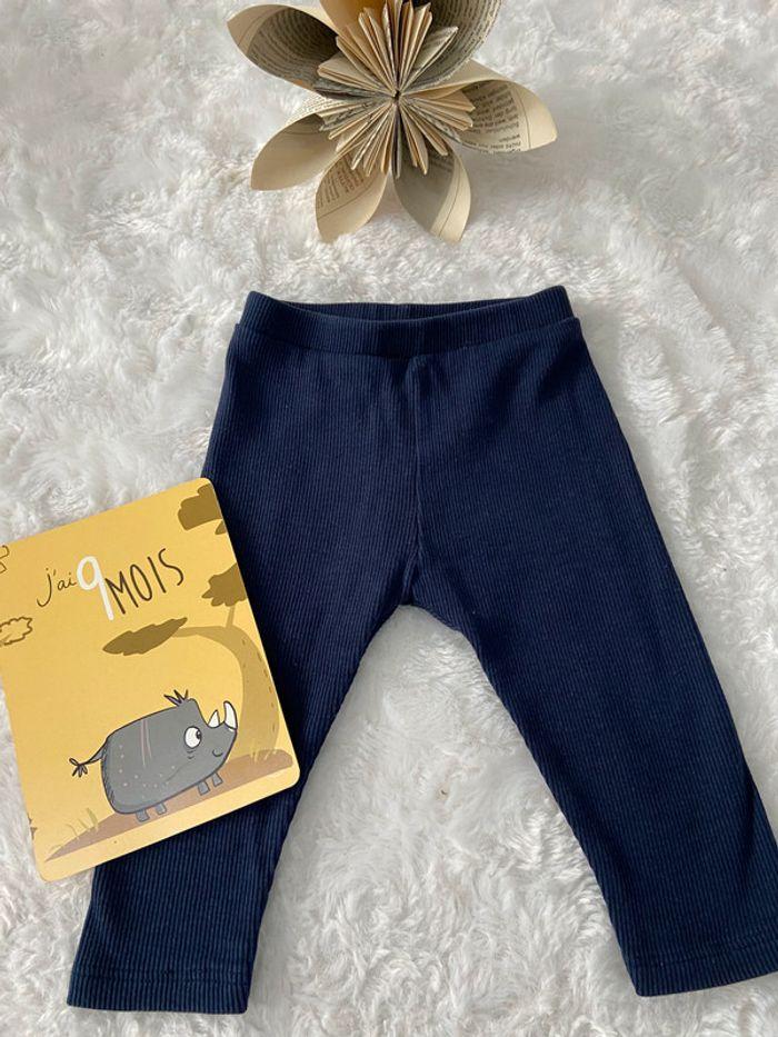 Leggins pantalon bleu marine Obaibi 9 mois 71 cm comme neuf - photo numéro 1