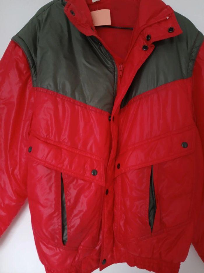 Blouson de ski rouge et gris foncé L vintage - photo numéro 2