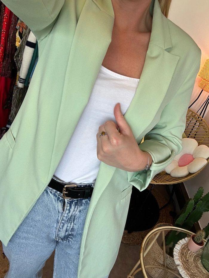 Blazer Bershka vert pâle, taille XS - photo numéro 3