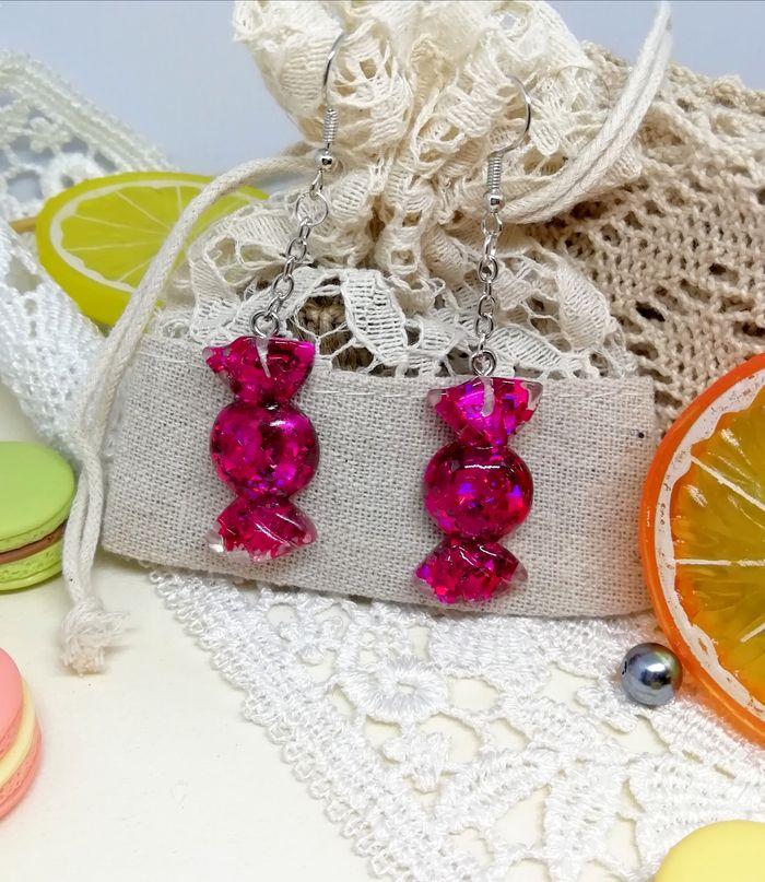 🍬Boucles d'oreilles bonbon pailleté🌸 - photo numéro 4