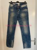 Jean bleu clair effet délavé taille haute coupe regular droit owk ltd denim taille 38