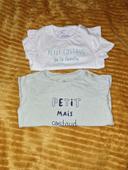 Lot 2 teeshirt 6 mois 68 cm Mes petits cailloux