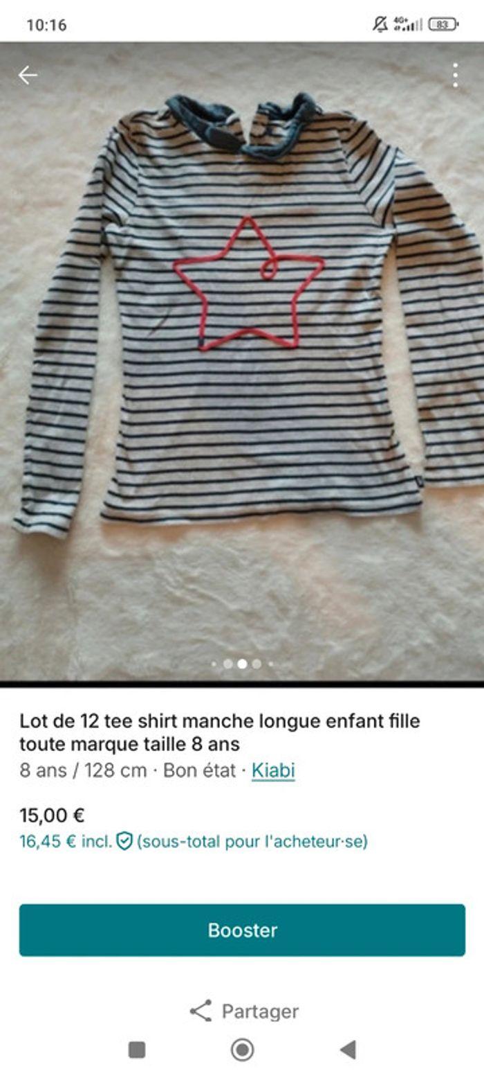 Lot de tee shirt manche longue  enfant fille toute marque taille 08 ans - photo numéro 9