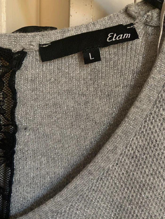 Pull gris boutonné au dos Etam taille L - photo numéro 2