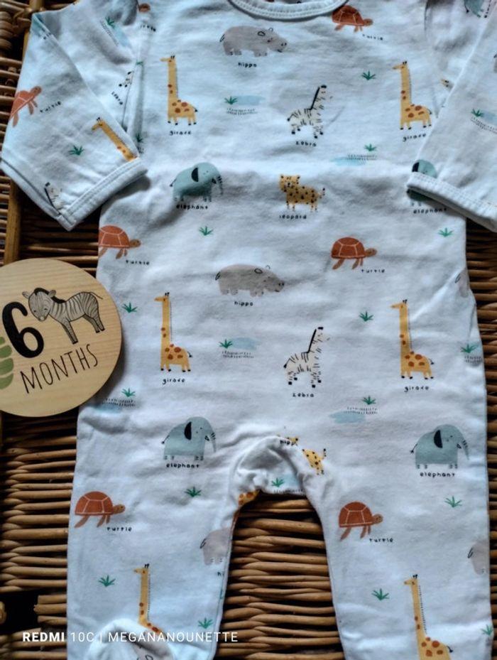 🦋 Joli pyjama grenouillère Savane 6 mois 68 cm Kiabi - photo numéro 2