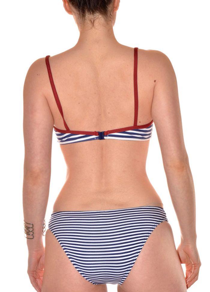 Ensemble maillot de bain 2 pièces haut taille 44 et bas taille S bleu marine rayures blanches - photo numéro 9