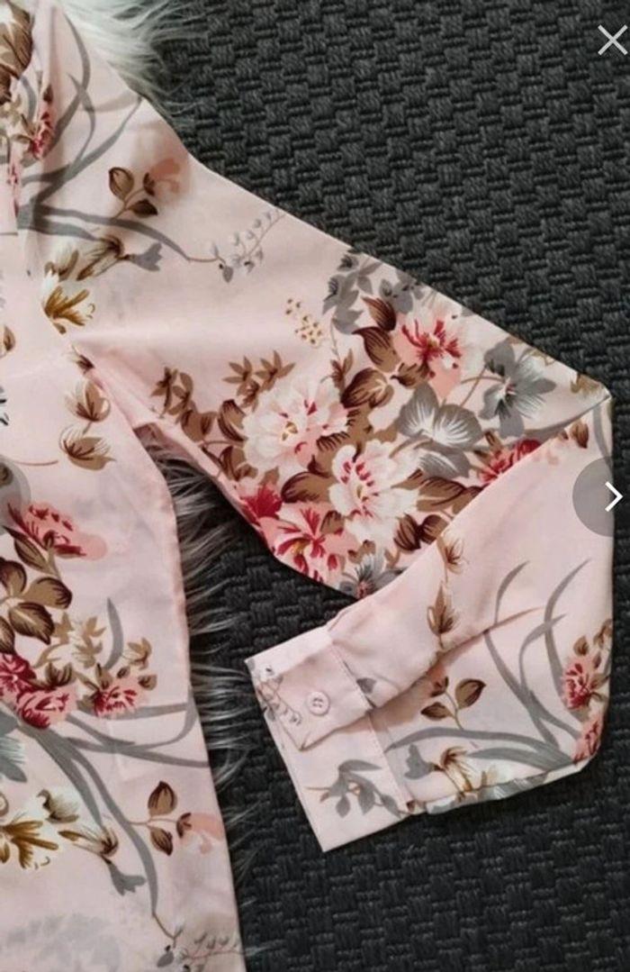 Chemisier fin rose a fleurs printemps automne et soirée femme taille 38 , M 💗 - photo numéro 16