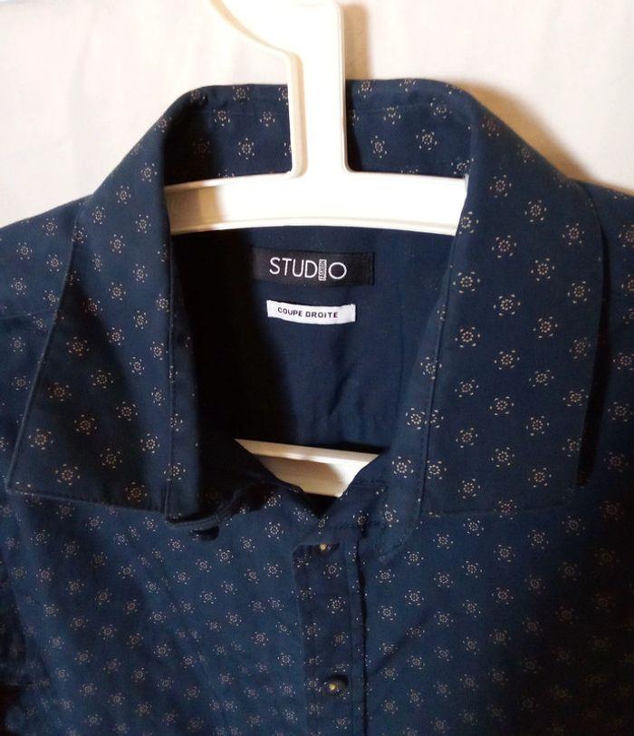 Chemise bleu marine Fashion Studio coupe droite a motifs taille S en parfait état - photo numéro 2