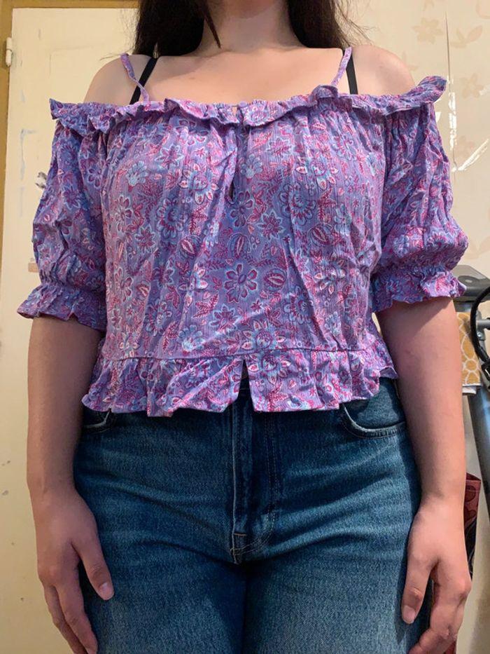 Blouse lilas motifs fleuris - photo numéro 1