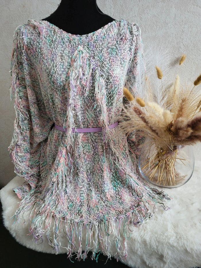 Pull poncho bohème multicolore jcl taille unique - photo numéro 1