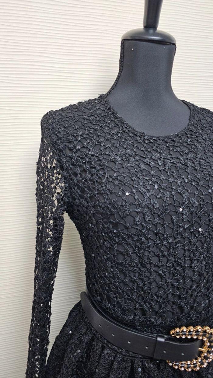 Robe noire sequins broderies plissée Maje - photo numéro 3