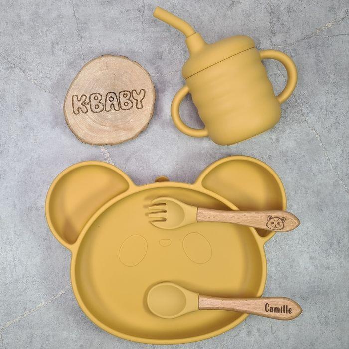 Coffret repas bébé, assiette ventouse, couvert personnalisé, tasse. - photo numéro 3