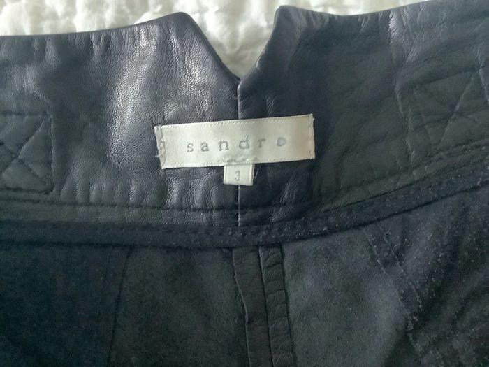 Short Sandro en cuir d’agneau plongé noir taille 3 - photo numéro 2