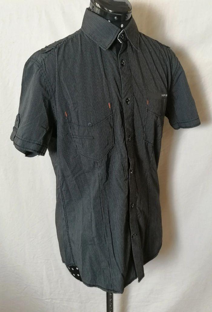 Chemise manches courtes à rayures noires et blanches Celio Collection Relax taille M - photo numéro 2