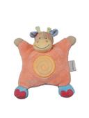 Doudou semi plat vache girafe NATTOU orange hochet grelot orange bleu spirale