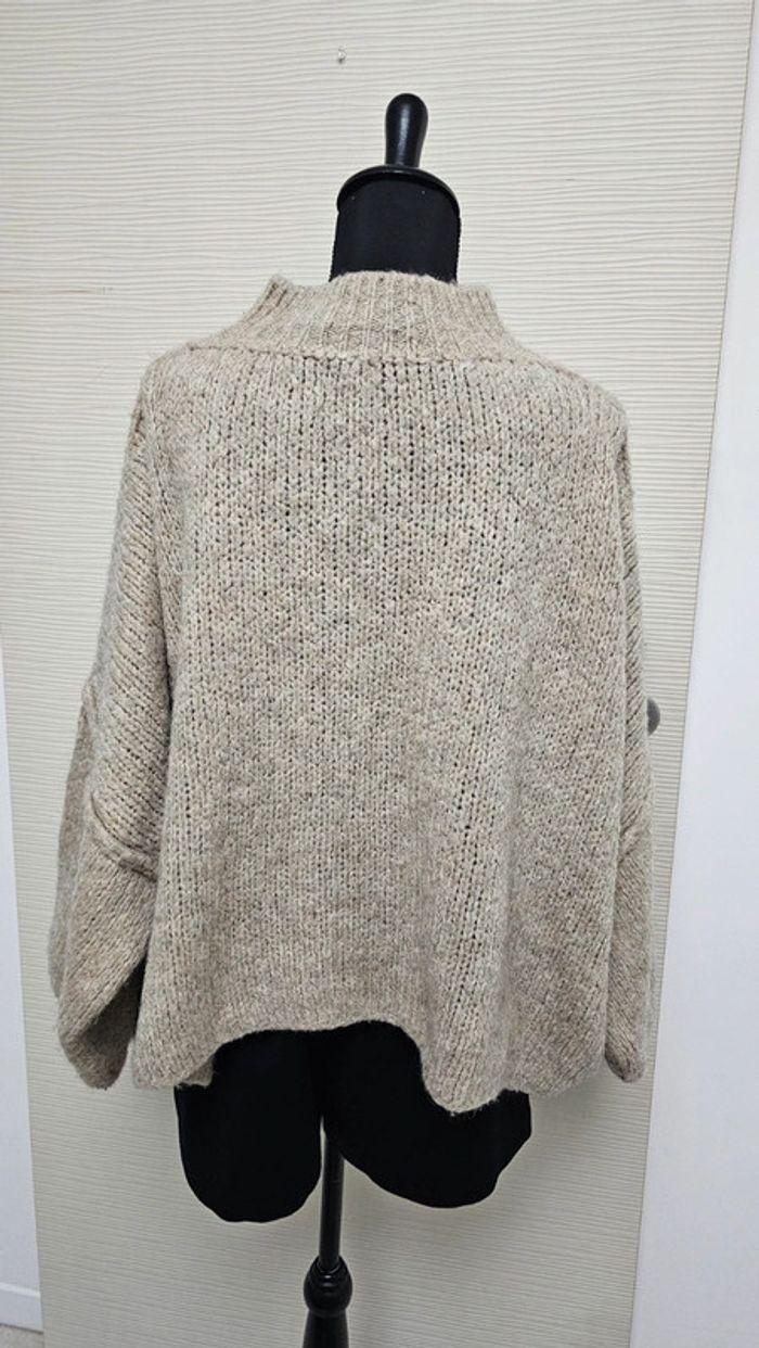 Pull beige taupe oversized maille duveteuse hellomoonshop - photo numéro 6