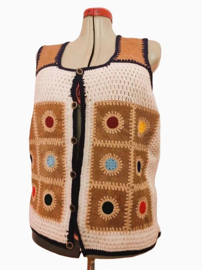 Gilet Bohéme sans manche crochet Fashion top Taille xl - photo numéro 1