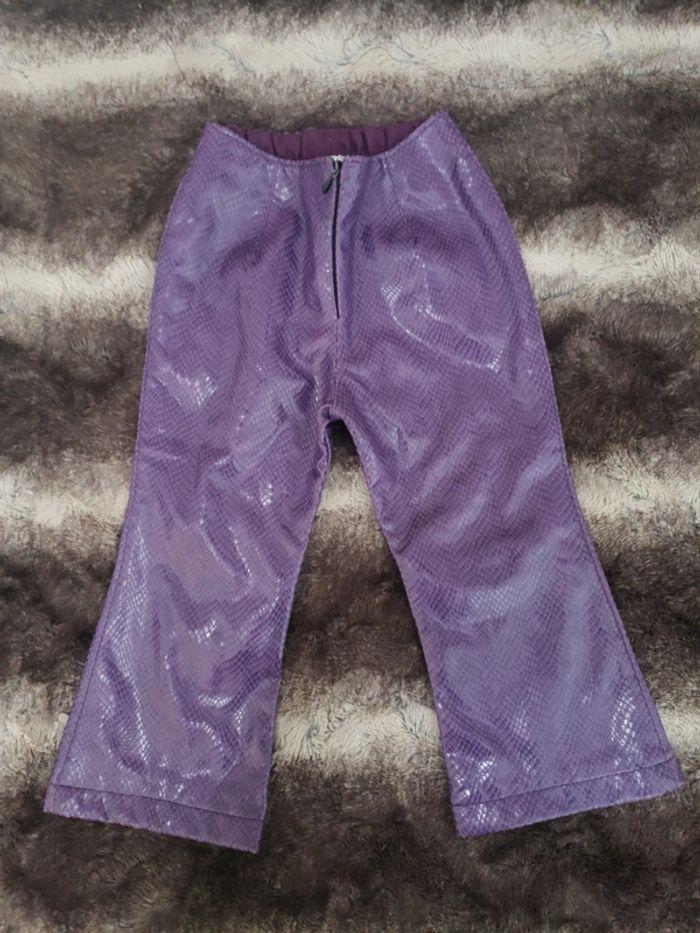 Pantalon pattes d'éléphant cuir peau crocodile croco violet 2 ans 24 mois fille créateur - photo numéro 1