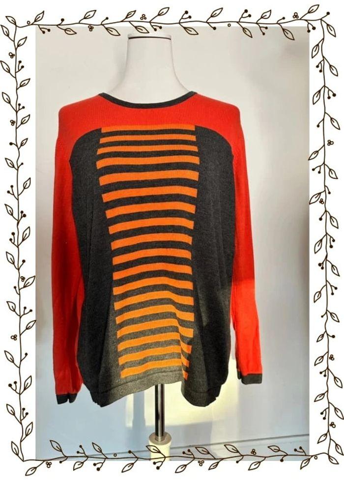 Pull vintage Christine Laure orange et gris Taille 5 - photo numéro 1