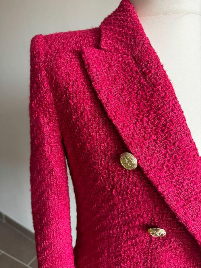 Blazer Zara en tweed rose Taille M 36/38 - photo numéro 2