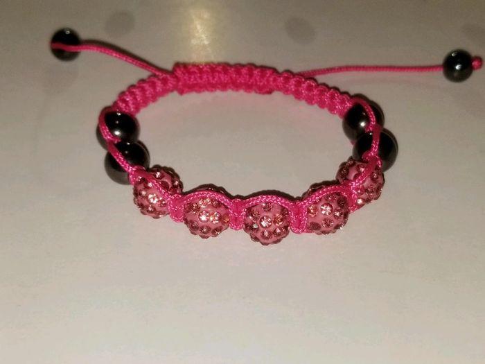 Bracelet shamballa macramé rose