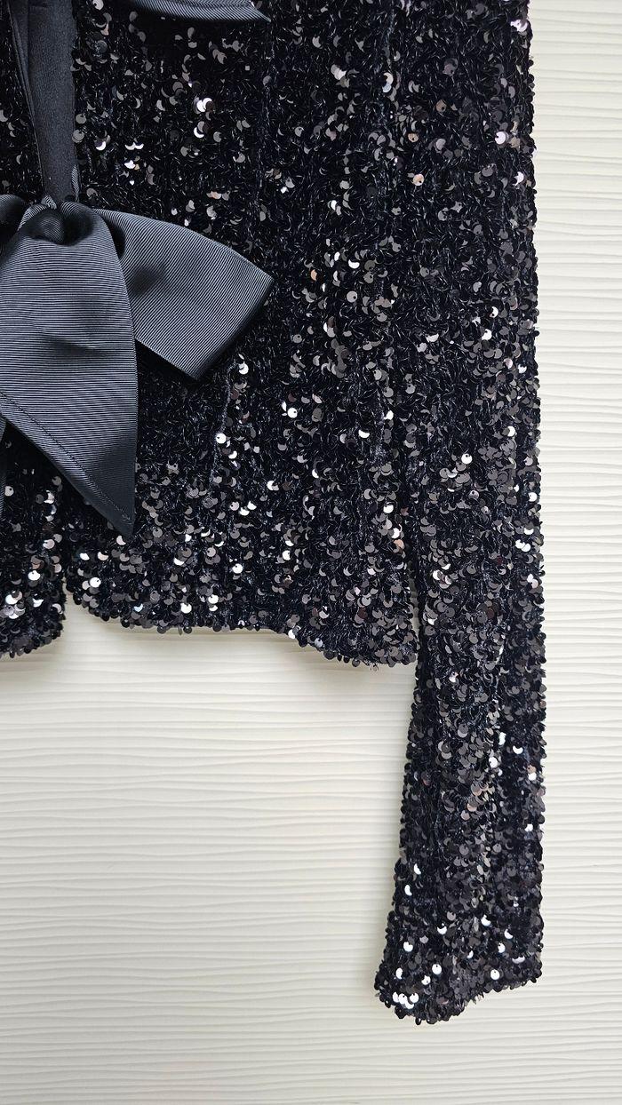 Veste gilet sequins noirs noeuds H&M - photo numéro 3