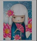 Kit complet diamant painting Kimidoll Kokeshi rose