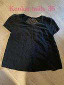 Blouse à manches courtes noir dos dentelle kookai taille 36