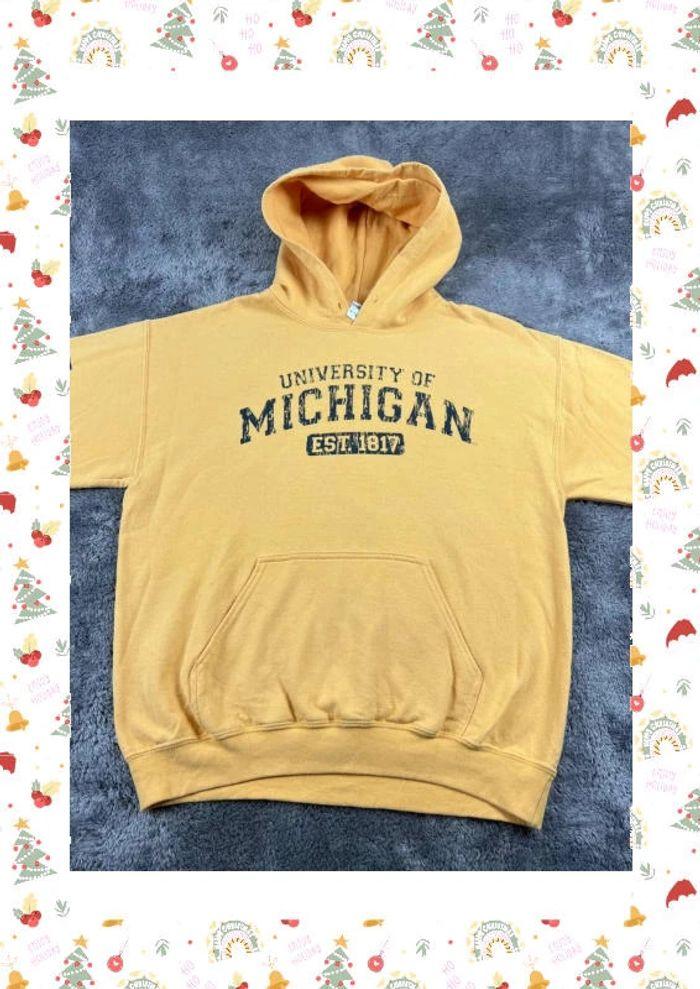 👕 Sweat à capuche Veste University Rare Vintage y2k 90s 2000s Michigan Jaune Taille M 👕 - photo numéro 6