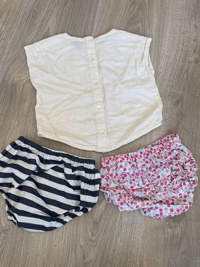 Lot bloomers x2 et t-shirt effet lin 12 mois - photo numéro 5