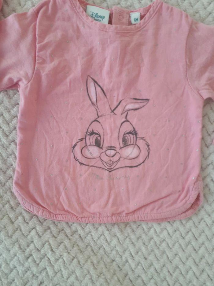 T-shirt manches longues rose Panpan Disney 6 mois - photo numéro 2