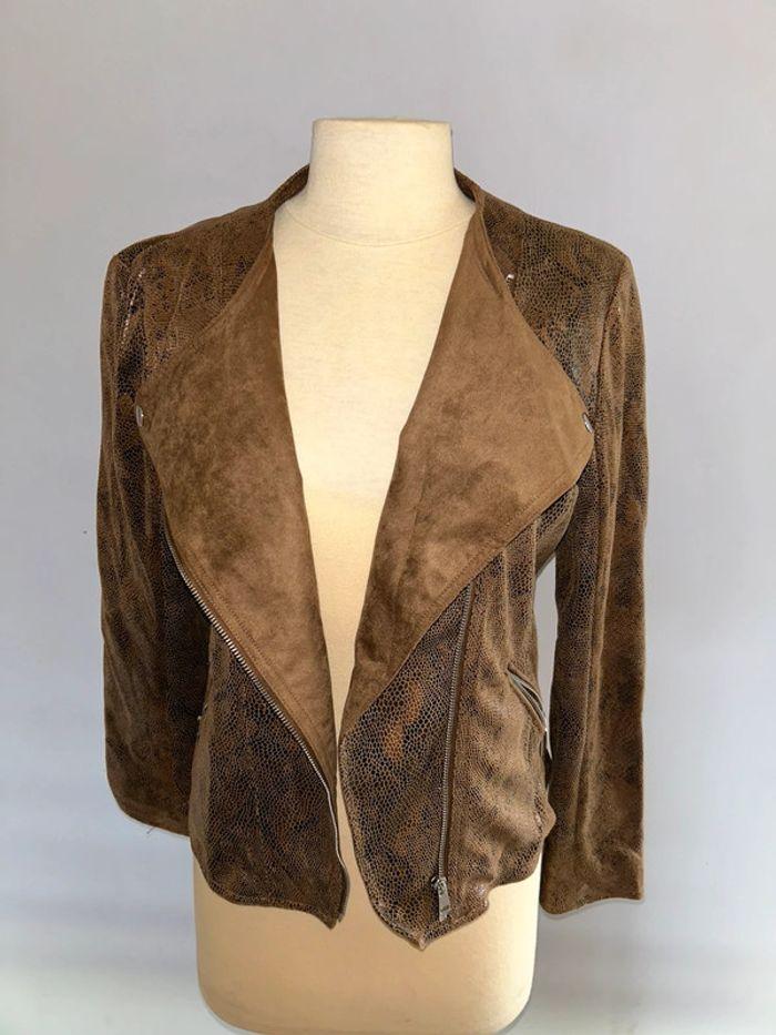 Veste perfecto marron imprimé python - photo numéro 1