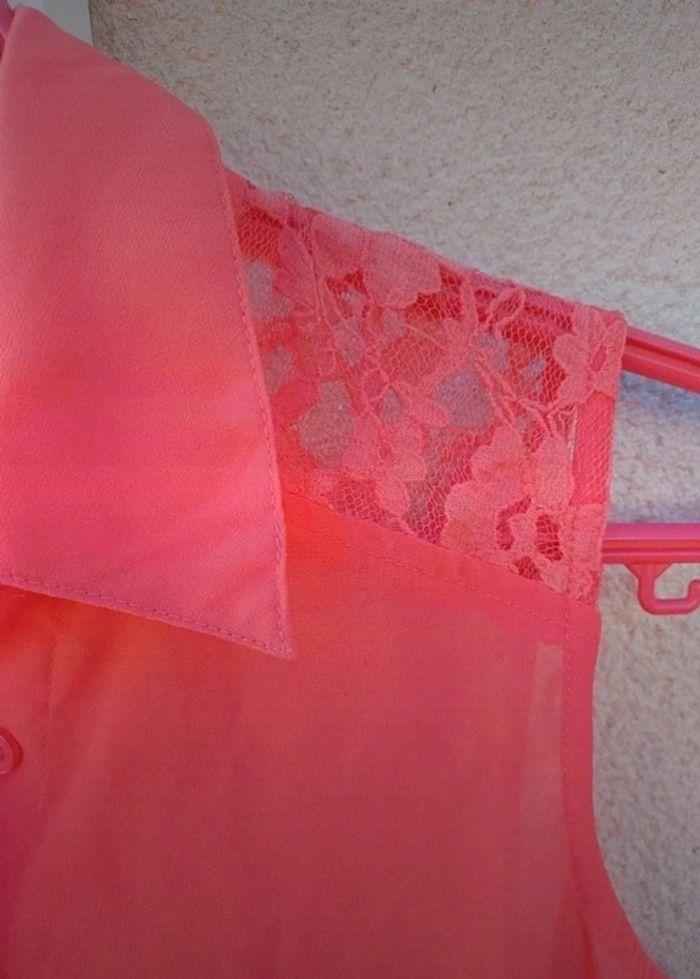 Tunique en voile et dentelle couleur corail - photo numéro 3