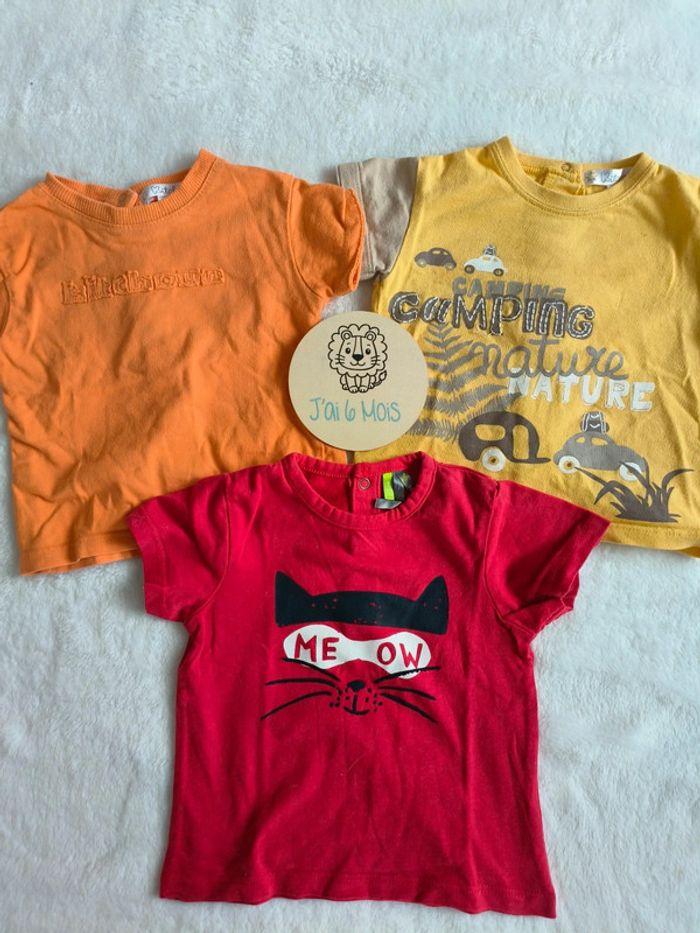 Lot 3 tee shirt manches courtes bébé 6 mois - photo numéro 1