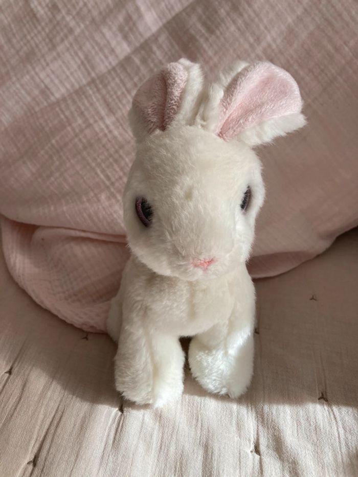 Peluche lapin blanc et rose - photo numéro 2