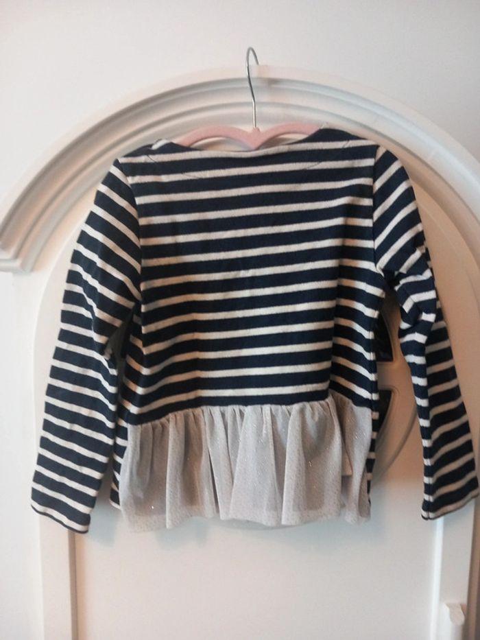 Pull marinière marine blanc avec tulle paillettes Petit Bateau 6 ans - photo numéro 4