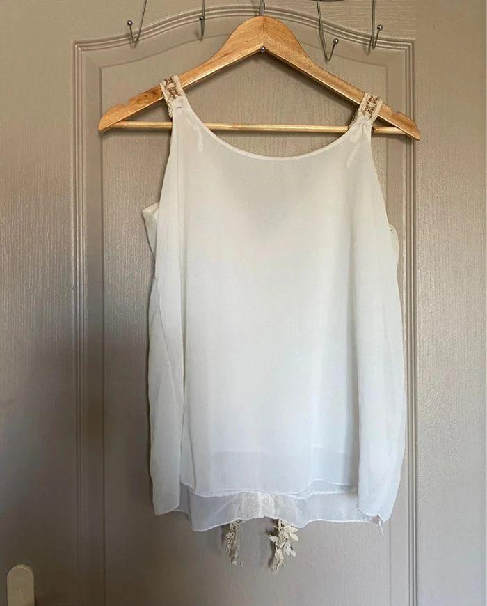 Top blanc et beige Taille S - photo numéro 2