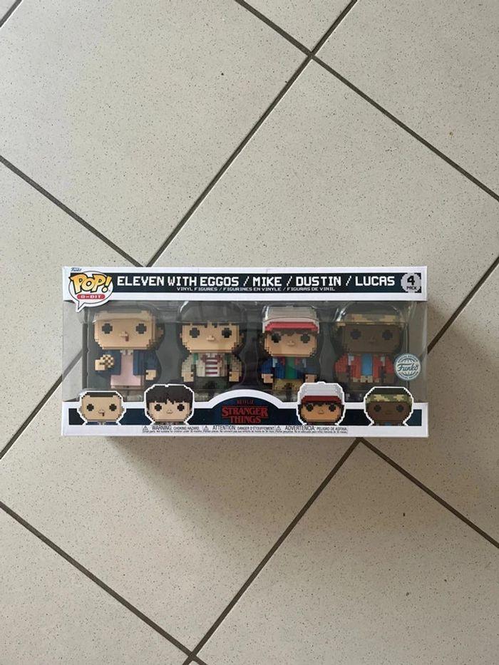 Funko pop stranger things eleven with eggos/Mike/Dustin/Lucas pixel 4 pack boîte scellé - photo numéro 1