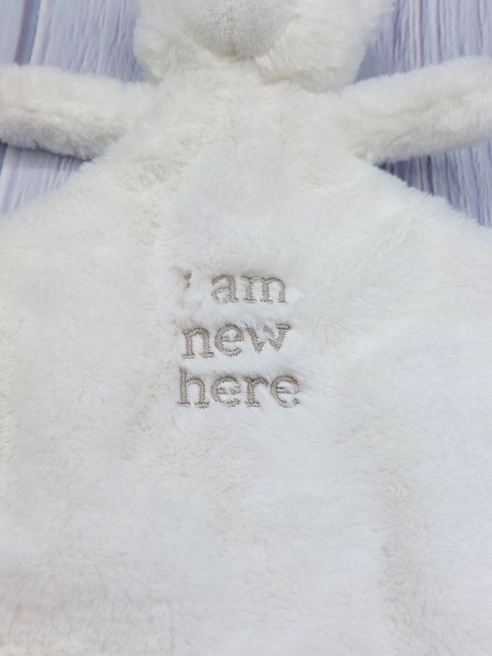 Doudou plat ours blanc I am new here gris NICOTOY Simba toys yeux marron TTBE - photo numéro 4