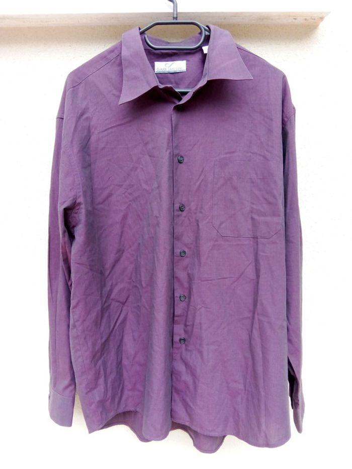 Chemise manches longues unie mauve irisée Claude Saint Genet taille 41/42 ou L - photo numéro 5