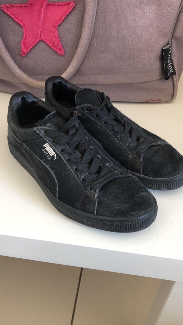 Puma suede noires t.38 - photo numéro 1