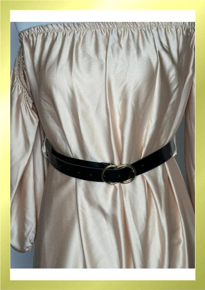 Robe longue satinée avec ceinture - photo numéro 4